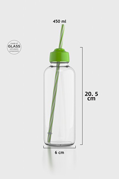 Renga زجاجة فيليكس زجاجية مع مصاصة 450 مل 181010 أخضر