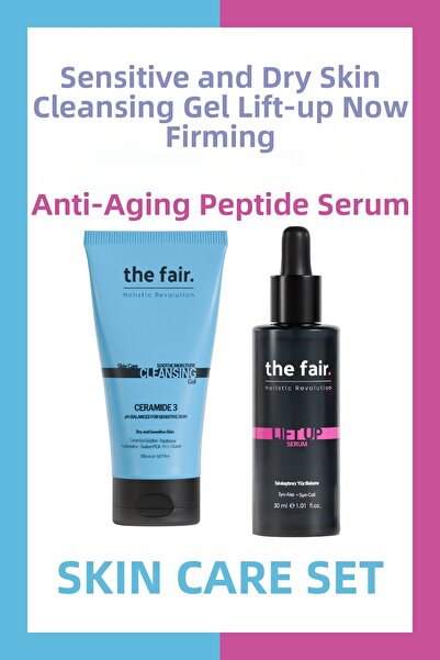the fair. مجموعة جل التنظيف ومصل الببتيد - للبشرة الحساسة والجافة، 150 مل و30 مل