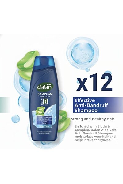 Dalan Shampoo with Aloe Vera Extract, Effective Against Dandruff 450 ml X 12 ...
