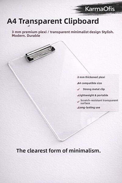 KarmaOfis Transparent Plexiglass A4 Secretarial