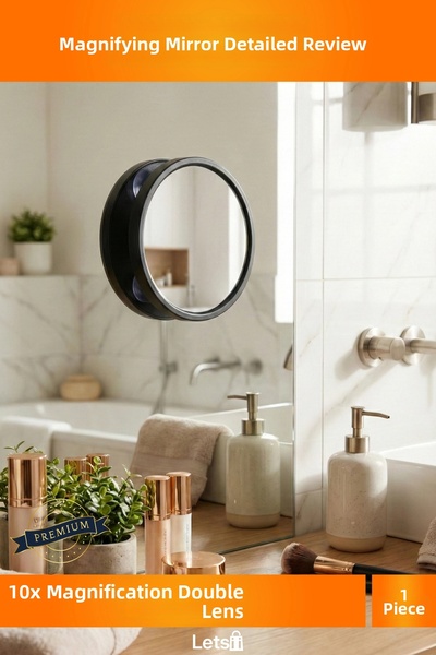 Letsii مرآة مكبرة 10 أضعاف للمكياج والحلاقة مع شفاط