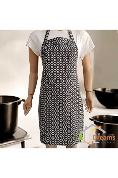 DÜŞLER EV TEKSTİLİ Daisy Patterned Chef's Kitchen Apron with Adjustable Water...