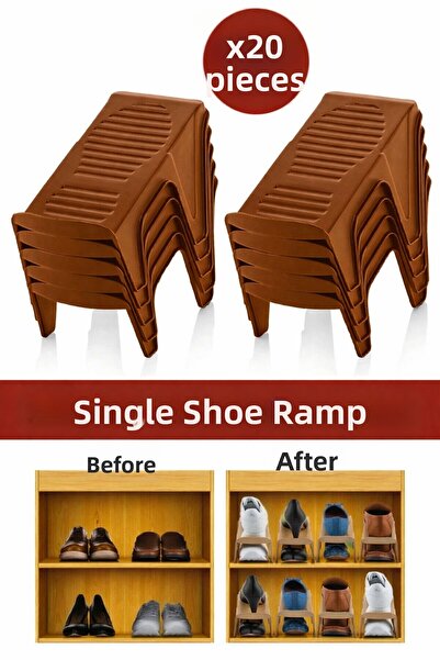 Webmall 20 Pieces Single Brown Shoe Rack Shoe Organizer In-Cabinet Organizer