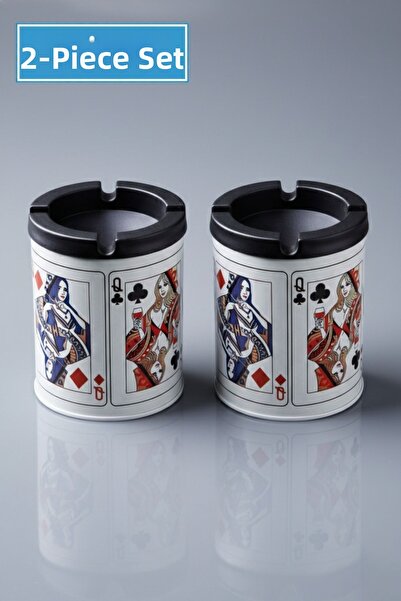 LE PARİS Με σχέδιο Μεταλλικό τασάκι 2τμχ με καπάκι κατά των οσμών και του ανέ...