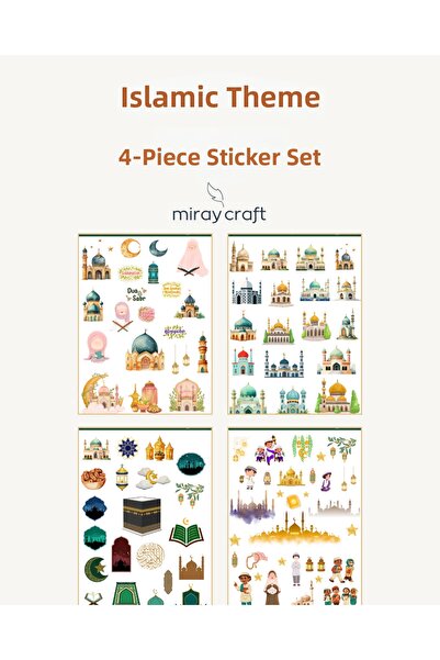 MirayDesign Set de autocolante cu tematică islamică, 4 coli (12×17 cm)