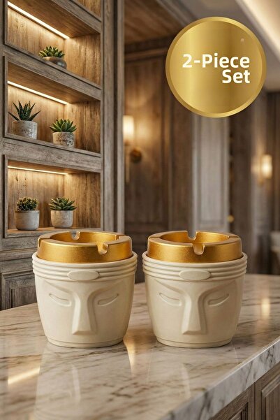 LE PARİS Σετ 2 διακοσμητικών τασάκια χωρίς άρωμα με φιγούρες προσώπου - Μοντέ...