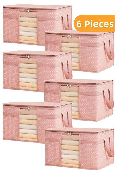 ROYALHOUSE 6 Pieces - Windowed Sweater Storage Bag 45 X 40 X 30 cm - Pink Spe...