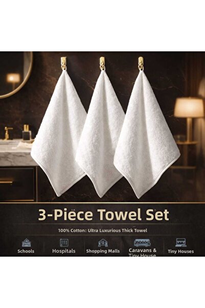 MEŞELİ TEKSTİL 3-Piece Premium Multifunctional Towel 35X35 cm