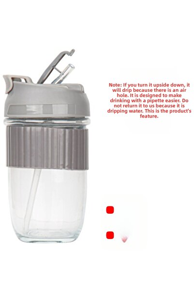 KALE PROMOSYON قارورة ماء زجاجية مع قارورة ماء من القش قارورة ماء زجاجة ماء 5...