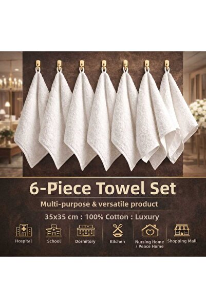 MEŞELİ TEKSTİL 6-Piece Premium Multifunctional Towel 35X35 cm