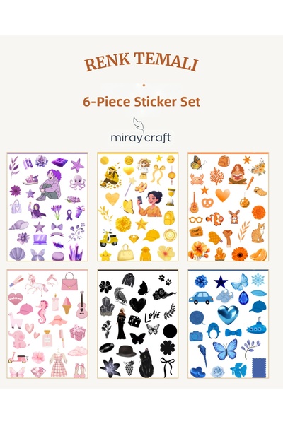 MirayDesign 6 Φύλλα Αυτοκόλλητα με έγχρωμο θέμα 12*17 εκ. /Για Λεύκωμα Σημειώ...