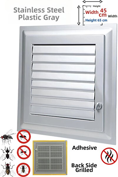 NUBLADO Ventilation Grille Bathroom Wc Toilet Grille Plastic Louver Gray 45X6...