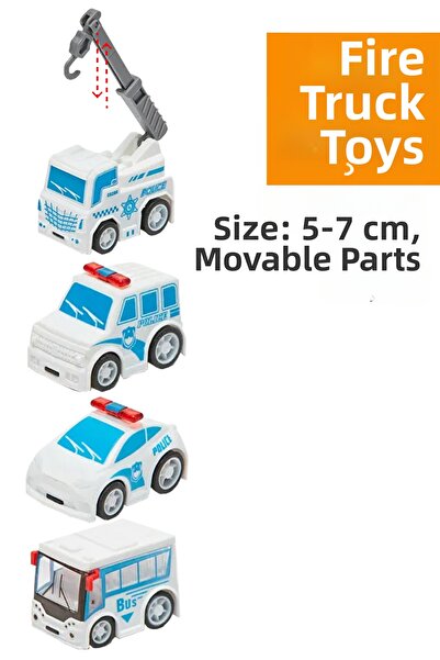 SmartFox Toy Construction Vehicles Set - Toy Police Vehicles 4 Pieces