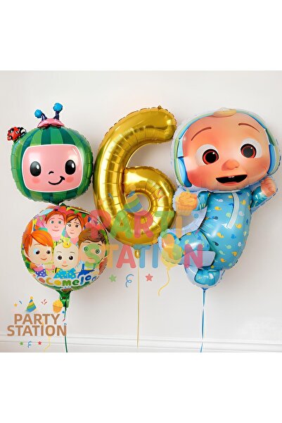 Parti Station مجموعة بالونات كوكوميلون، بالون على شكل رقم ذهبي لعمر 6 سنوات، ...