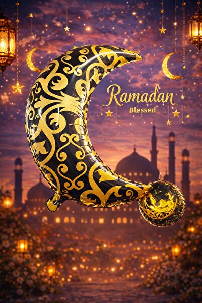 OKAVANGO زينة رمضان، زينة رمضان، زينة رمضان بالون فويل على شكل القمر