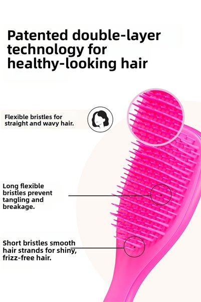 Tangle Teezer The Ultimate Detangler Runway Pink Anti-Frizz Hair Brush-Comb (Straight and Curly Hair)