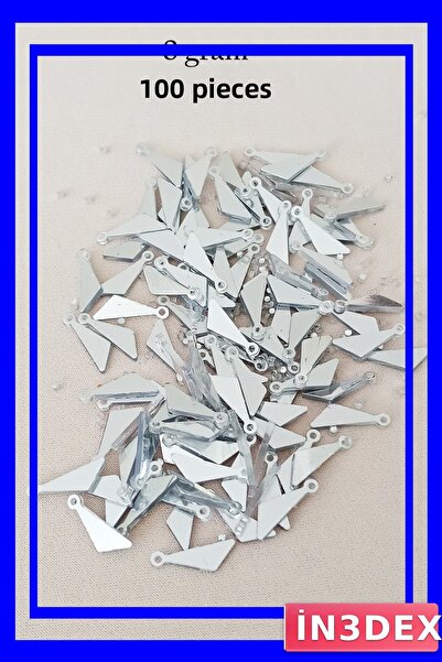 İN3DEX Silver Color Plexi Beads Sequins Set 100 Pieces Handicraft Material