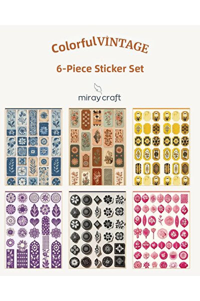 MirayDesign 6 coli de autocolante colorate cu tematică vintage, 12*17 cm, pen...