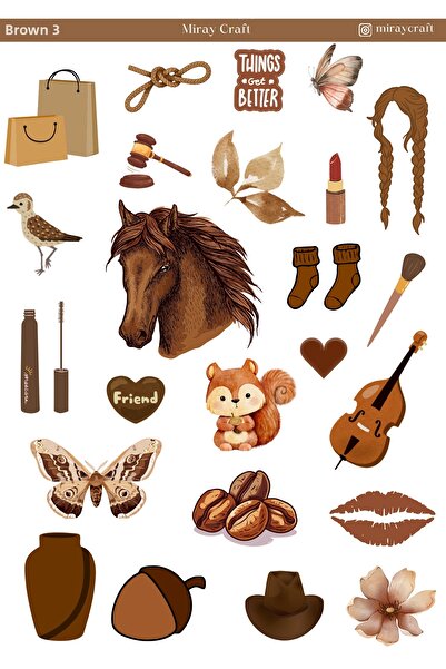 MirayDesign 1 Foaie de autocolante tematice maro de 12*17 cm / Pentru album d...