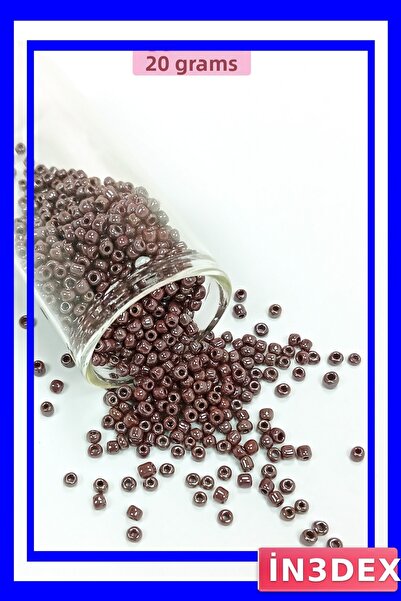 İN3DEX خرز زجاجي كستنائي داكن لامع 3 مم 20 جرام