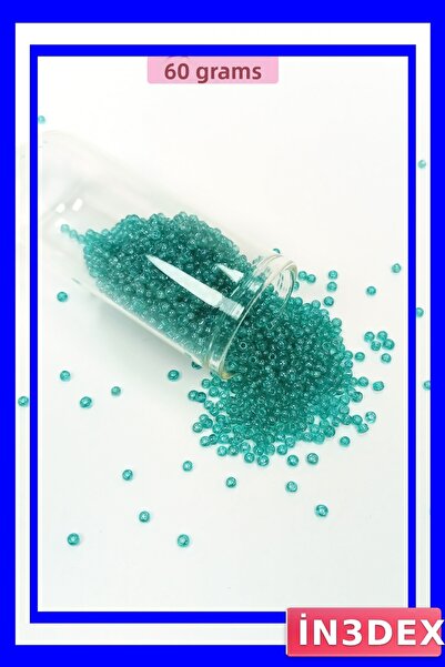 İN3DEX Transparent Green Glass Beads 2mm Hobby Material 60 Grams