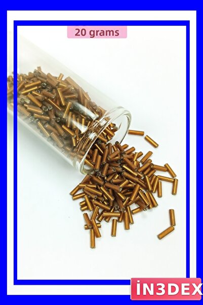 İN3DEX Long Tube Cut Beads 2mm Diameter 10mm Length Dark Gold