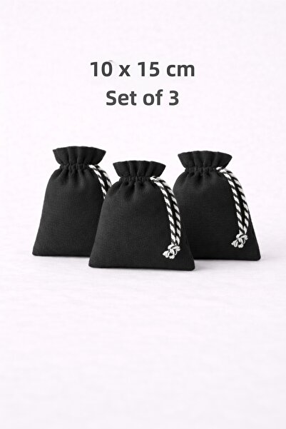 ALASEREN 10X15 cm Velvet Textured Black Drawstring Pouch, Set of 3 – for Lave...