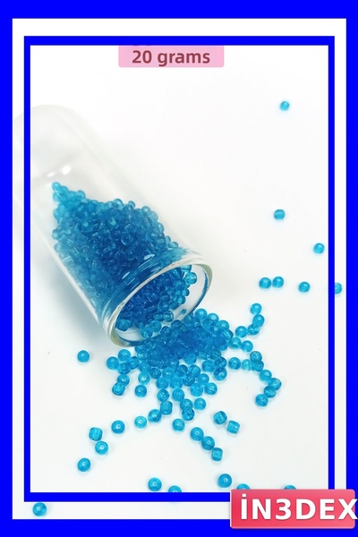 İN3DEX خرز زجاجي شفاف بلون أزرق البحر 3 مم 20 جرام رمل سائب