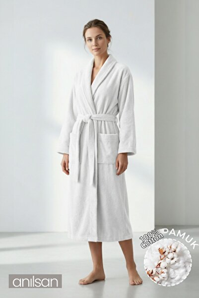 Anılsan Şalyaka халат, бял, 100% памук, унисекс, идеален за спа, жени/мъже