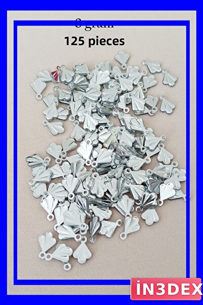 İN3DEX Silver Color Plexi Flake Beads Set 125 Pieces