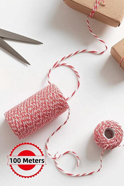 Bimotif حبل حزمة، أحمر-أبيض 100 متر