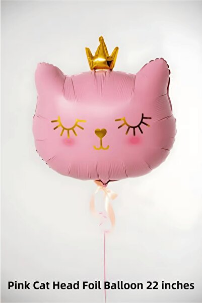 Bunloon Crowned Pink Cat Head Foil Balloon 22 Inches