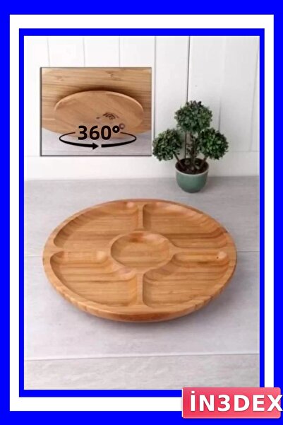 Royaleks Group Rotating 5-Section Bamboo Presentation Plate 25 cm Diameter