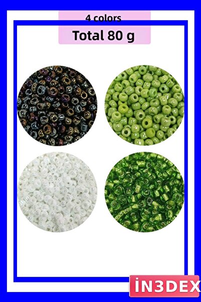 İN3DEX خرز زجاجي مصبوب 3 مم، 4 خيارات ألوان مختلفة، 80 جرام