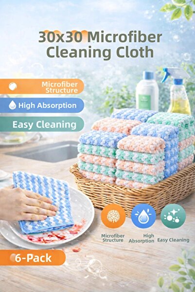 Berdina Home 6 قطع من قماش التنظيف المصنوع من الألياف الدقيقة مقاس 30x30، عال...