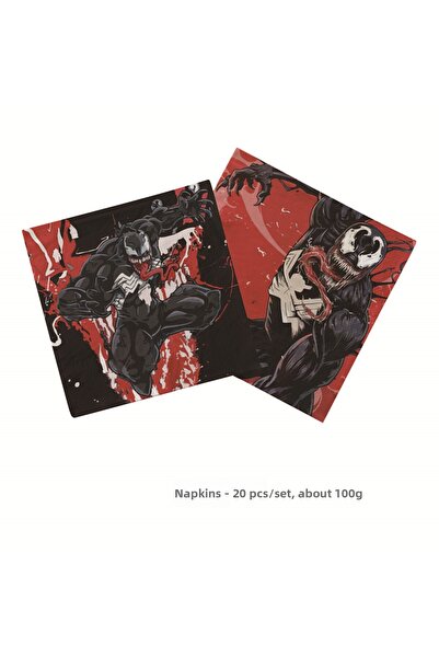 Choice مجموعة مناديل (20 قطعة) لتزيين حفلات أعياد الميلاد بطابع فينوم، تشمل ا...