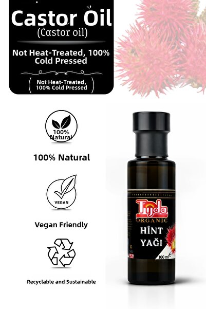 Tijda Organic زيت الخروع 100 مل، زيت خروع نقي 100% معالج على البارد مع تقرير ...