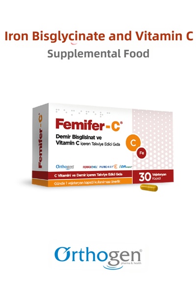 Orthogen فيميفير-سي مكمل غذائي يحتوي على الحديد والبيسوغليسينات وفيتامين سي |...