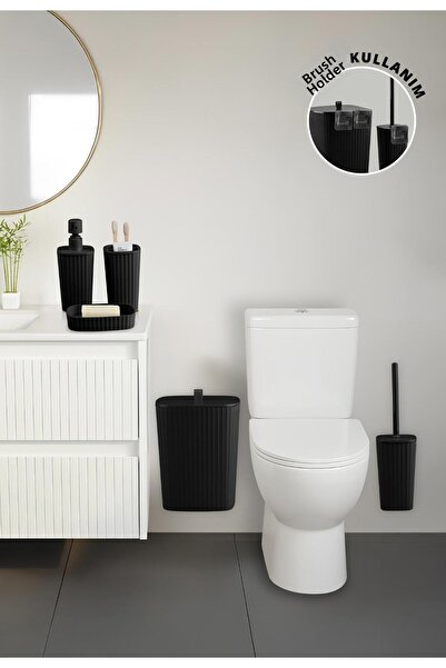 Okyanus Home Αυτοκόλλητο Σετ Μπάνιου 5 τεμαχίων από Μαύρο Ζαφείρι