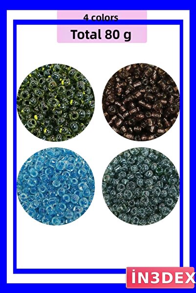 İN3DEX خرز زجاجي مصبوب 3 مم، 4 خيارات ألوان مختلفة، 80 جرام