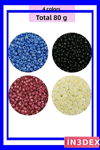 İN3DEX خرز زجاجي مصبوب 2 مم، 4 خيارات ألوان مختلفة، 80 جرام