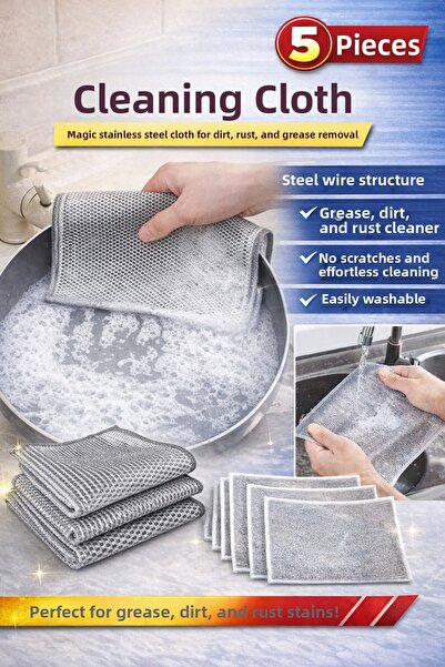 Manosta 5 bucăți de sârmă din inox - cârpă pentru curățarea vaselor, îndepărt...