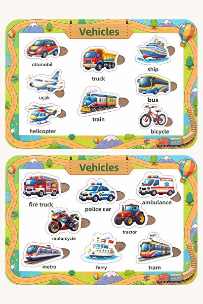 NCPUZZLES Wooden Turkish Educational and Instructional 2-Piece Puzzle Set - V...