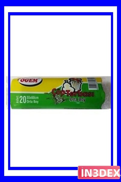 İN3DEX كيس قمامة متوسط الحجم 55x60 سم 20 قطعة لفة زرقاء