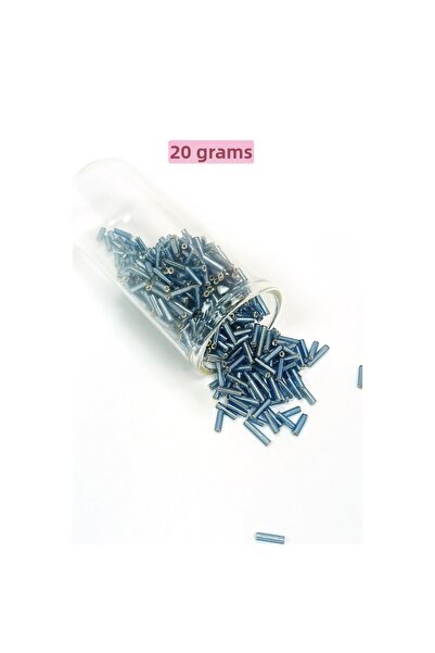 maarketim خرز قطع أنابيب طويلة قطر 2 ملم طول 10 ملم - 20 جرام - أزرق سماوي