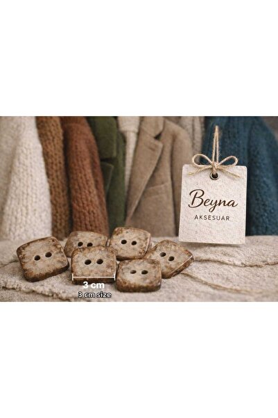 beyna aksesuar PLACA DE LEMN NATURAL 3 CM BUTON COCONAT 1 PACHET 6 BUC