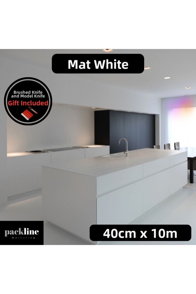 Packline Marketing Matte White Adhesive Foil Kitchen Cabinet and Furniture Co...