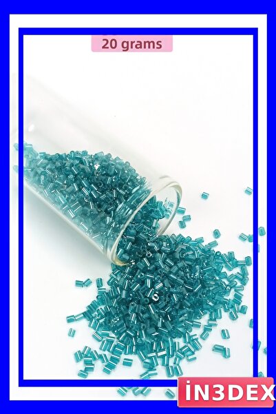 İN3DEX خرز زجاجي شفاف بلون فيروزي 2 مم 20 جرام