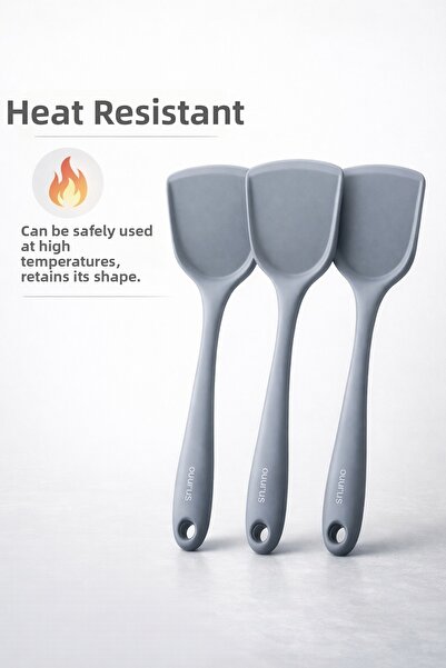 Single (3 Pieces) Spatula with Hard Tip, Heat Resistant, Fireproof, Non-Stick