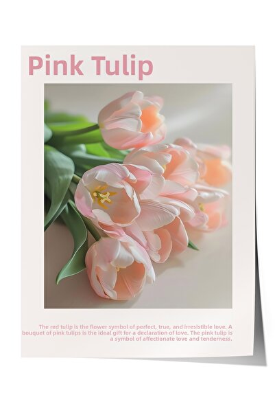 Zestia Poster Premium Lalele roz Flori romantice de primăvară Decor pentru do...